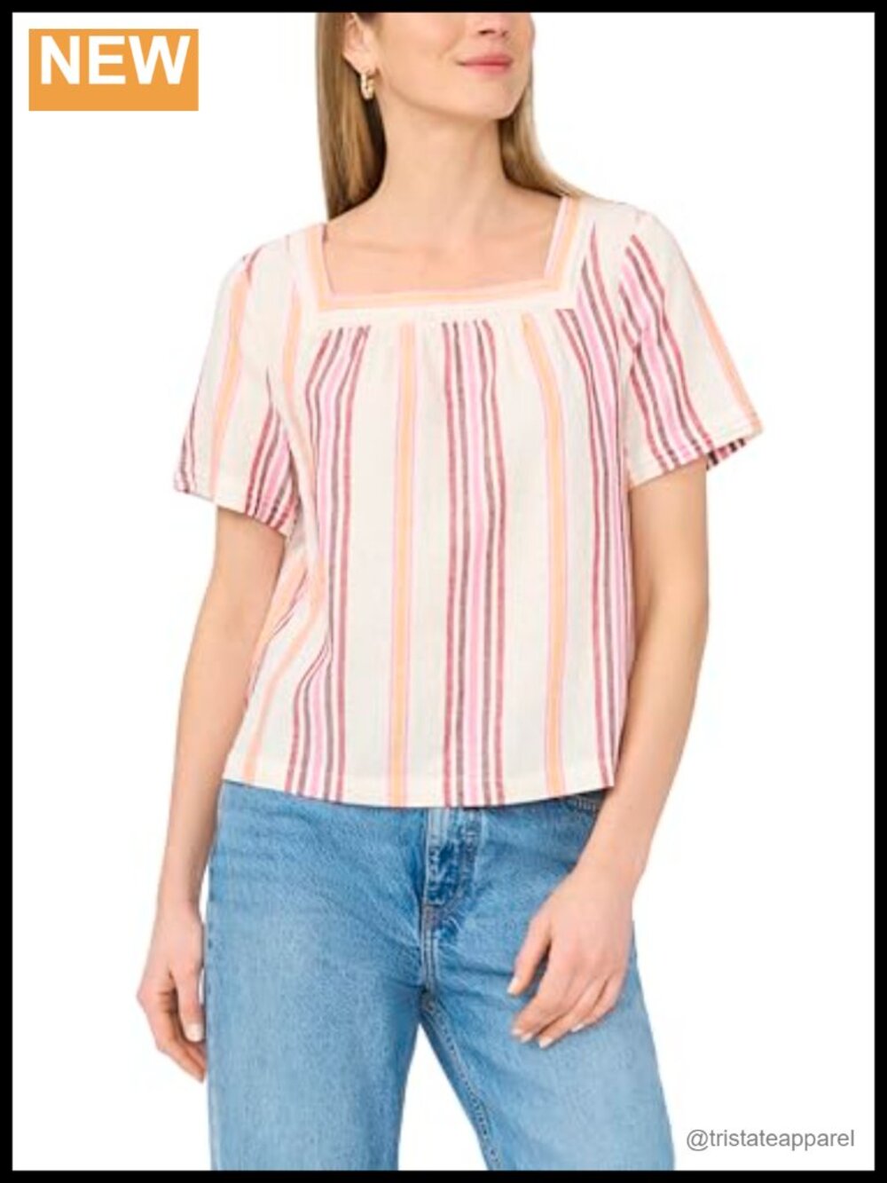 Vince Camuto Square Neck Short Sleeve Blouse